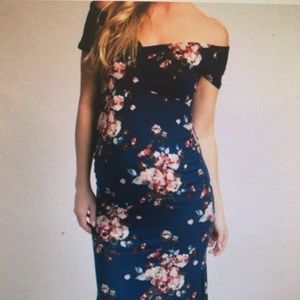 maternity dress navy floral maxi